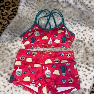 WOD Bottom Taco workout Bra and Shorts set
